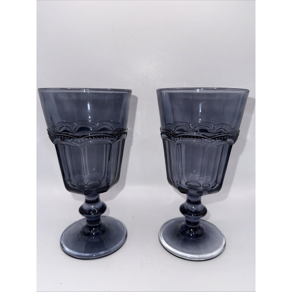 vintage Libbey Blue Gibraltar Goblets Set Of 2